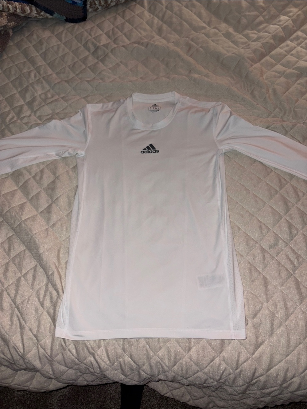Adidas TECHFIT/PRIMEGREEN Athletic Performance White Long Sleeve Shirt - Picture 1 of 7